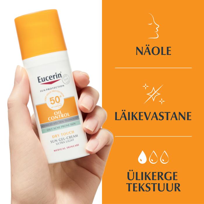 EUCERIN SUN PÄIKESEKAITSE GEEL KREEM NÄOLE SPF50 50ML