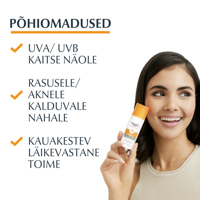 EUCERIN SUN PÄIKESEKAITSE GEEL KREEM NÄOLE SPF50 50ML