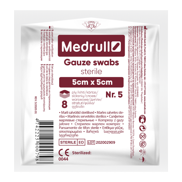 MEDRULL MARLI SALVRÄTID 5X5CM 8-KIHTI STERIILNE N5