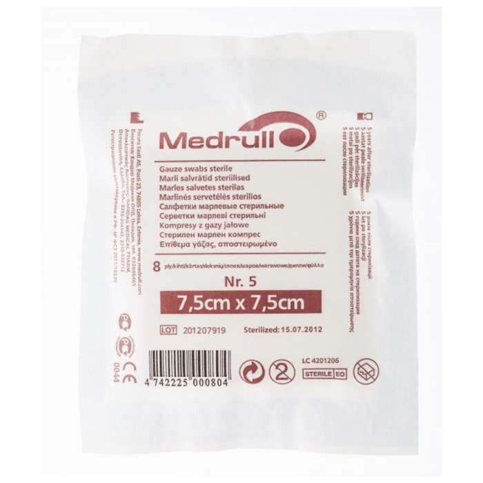 MEDRULL MARLI SALVRÄTID 7,5X7,5CM 8-KIHTI STERIILNE N5