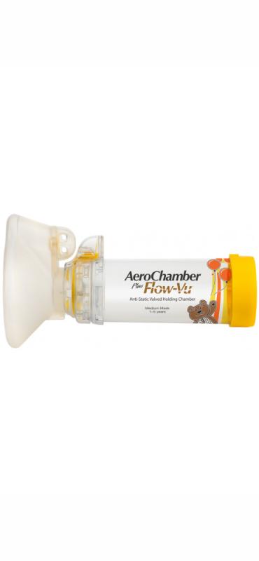 AEROCHAMBER PLUS FLOW-VU KESKMISE MASKIGA VAHEMAHUTI LASTELE 1-5 A	