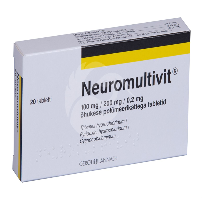NEUROMULTIVIT ÕHUKE POLÜMEERKATTEGA TBL 100MG+200MG+0.2MG N20