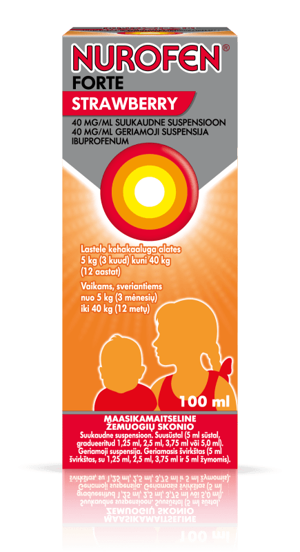 NUROFEN FORTE STRAWBERRY SUUKAUDNE SUSPENSIOON ENSOON 40MG 1ML 100ML N1