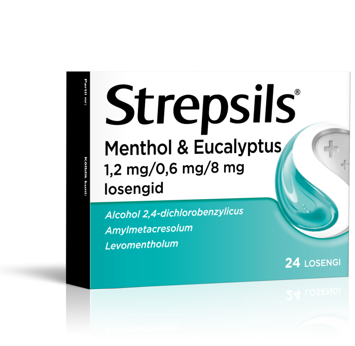 STREPSILS MENTHOL & EUCALYPTUS LOSENG 0.6MG+1.2MG+8MG N24