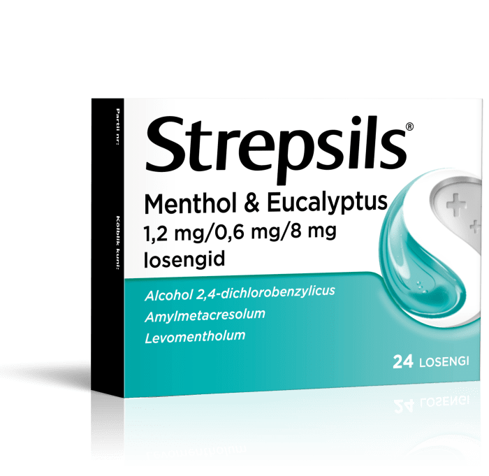 STREPSILS MENTHOL & EUCALYPTUS LOSENG 0.6MG+1.2MG+8MG N24