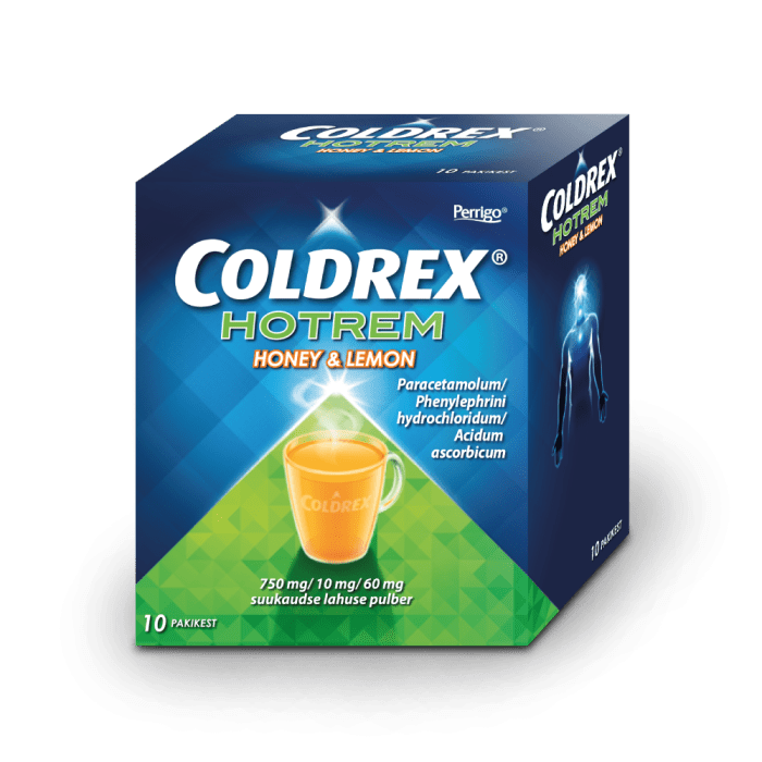 COLDREX HOTREM HONEY & LEMON SUUKAUDNE LAHUSE PULBER 750MG+10MG+60MG N10