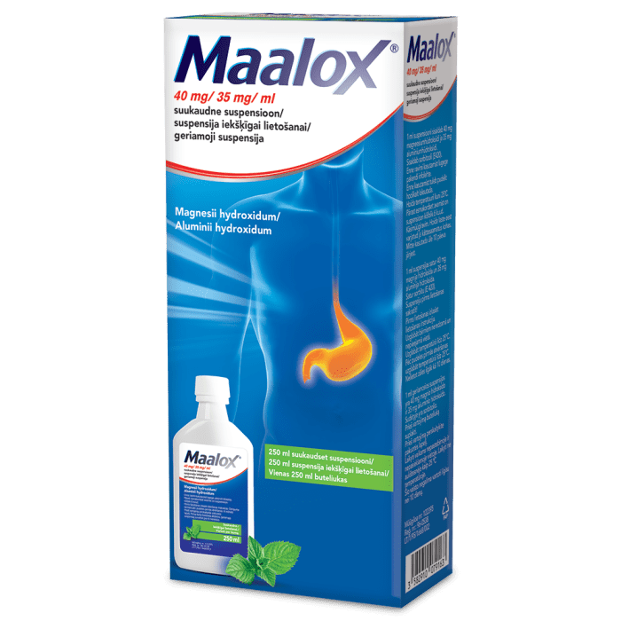 MAALOX SUUKAUDNE SUSPENSIOON ENSOON 35MG+40MG 1ML 250ML N1