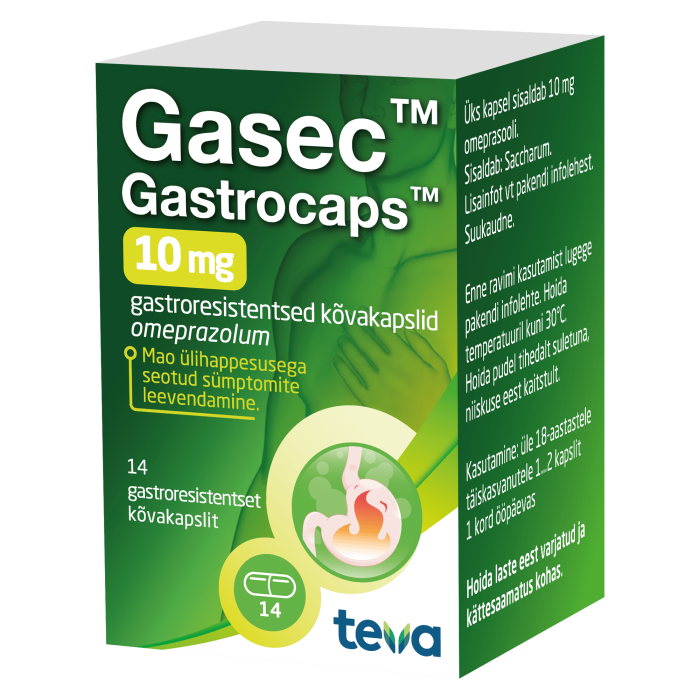 GASEC GASTROCAPS 10 MG GASTRORESIST KÕVAKAPS 10MG N14