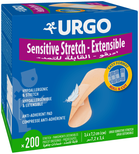 URGO SENSITIVESTRETCH PLAASTER 34X72MM NAHAVÄRVI N200