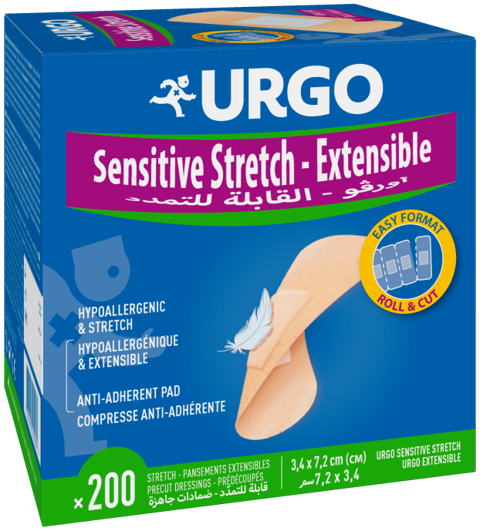 URGO SENSITIVESTRETCH PLAASTER 34X72MM NAHAVÄRVI N200