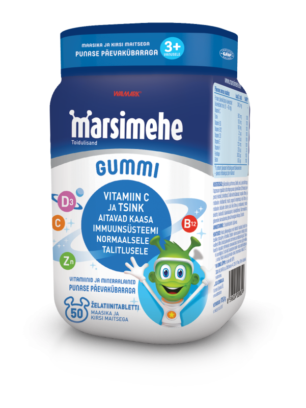MARSIMEHE GUMMI KUMMIKOMMID PUNASE PÄEVAKÜBARAGA N50