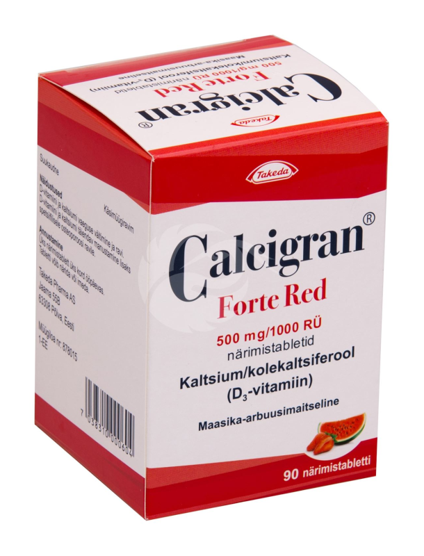 CALCIGRAN FORTE RED NÄRIMISTABLETT 500MG+1000RÜ N90