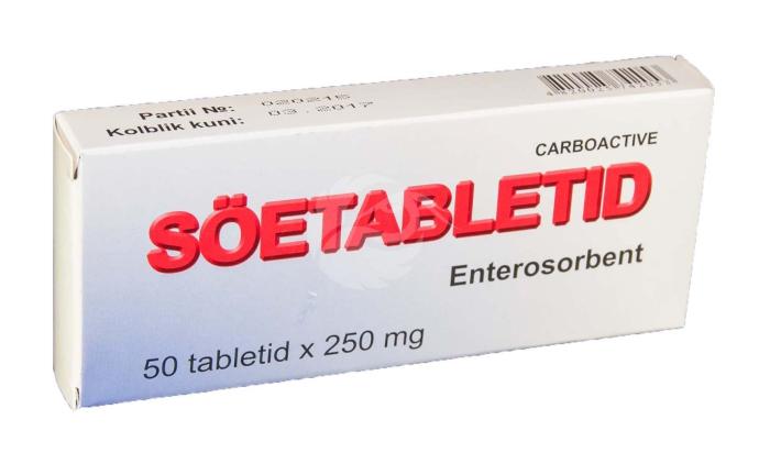 FARMAKOM SÖETABLETID (CARBO ACTIVATUS) 250MG N50