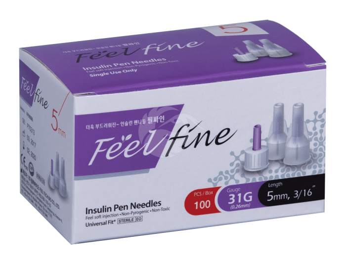FEELFINE PEN NEEDLES 5 MM 31G N100