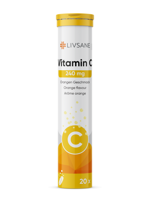 LIVSANE VITAMIIN C LAHUSTUV TBL 240MG APELSINI N20
