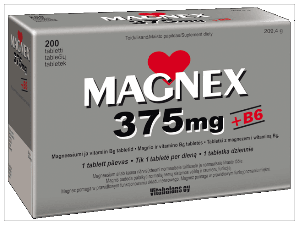 MAGNEX + VITAMIIN B6 TBL 375+2,2MG N200