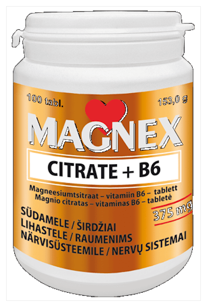 MAGNEX CITRATE + VITAMIIN B6 TBL N100