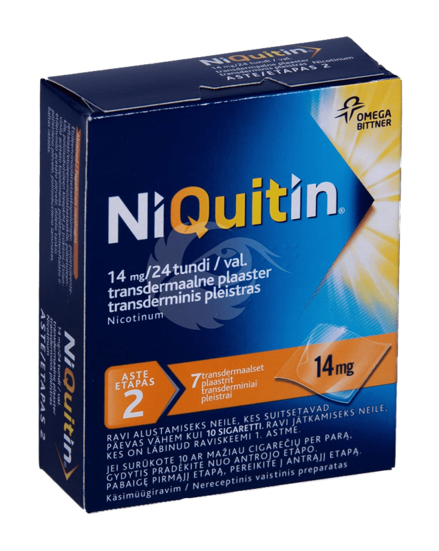 NIQUITIN TRANSDERMMAALNE PLAASTER 14MG 24H N7