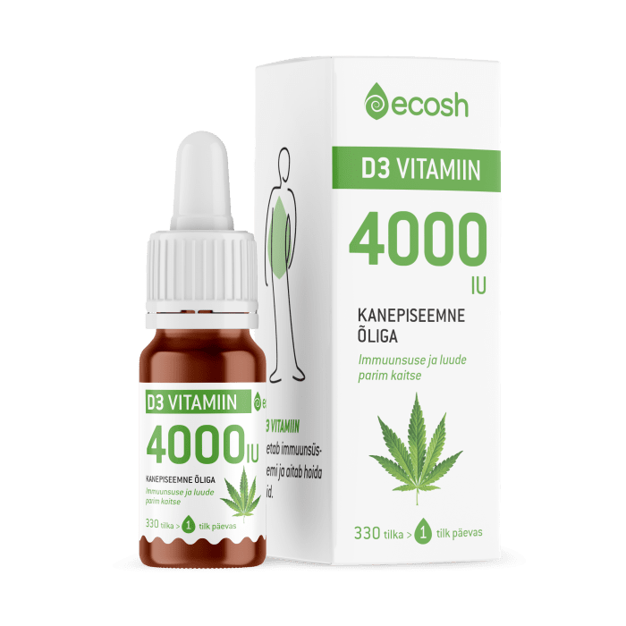 ECOSH D3 VITAMIIN D TILGAD 4000IU/TILGAS KANEPIÕLIGA 10ML