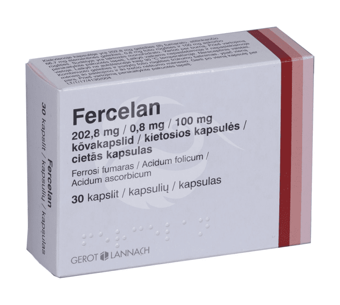 FERCELAN KÕVAKAPSEL 202.8MG+0.8MG+100MG N30