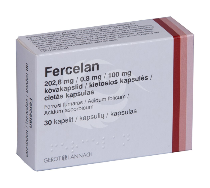FERCELAN KÕVAKAPSEL 202.8MG+0.8MG+100MG N30