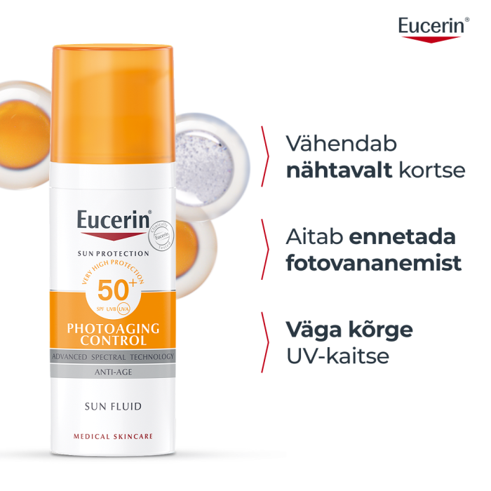 EUCERIN SUN PHOTOAGING CONTROL PÄIKESEKAITSEEMULSIOON SPF50+ VAN.ENNETAV NÄOLE 50ML