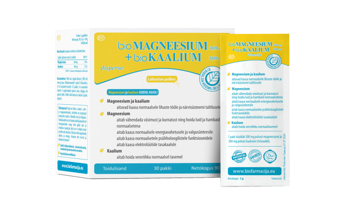 BIOMAGNEESIUM 300MG+ BIOKAALIUM 300MG PULBER N30