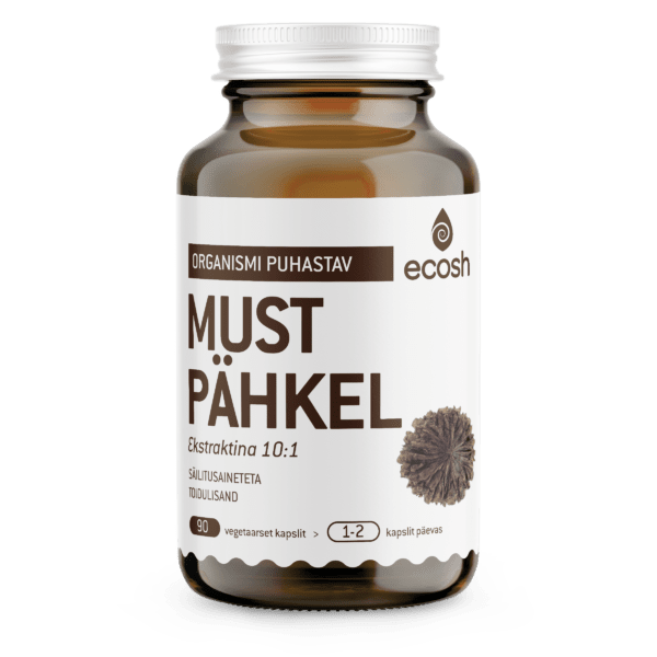ECOSH LIFE MUSTA PÄHKLI EKSTRAKT KAPSLID N90