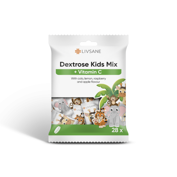 LIVSANE GLÜKOOSI NÄRIMISTABLETID MIX VITAMIIN C-GA LASTELE N28