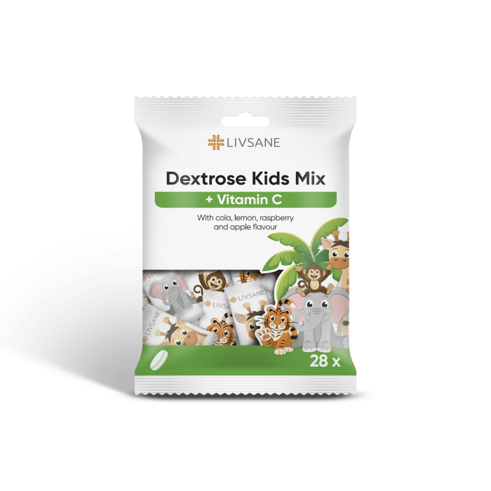 LIVSANE GLÜKOOSI NÄRIMISTABLETID MIX VITAMIIN C-GA LASTELE N28