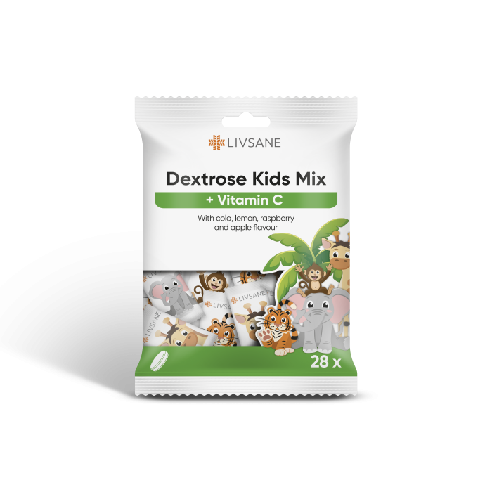 LIVSANE GLÜKOOSI NÄRIMISTABLETID MIX VITAMIIN C-GA LASTELE N28