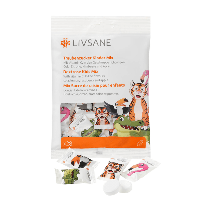LIVSANE GLÜKOOSI NÄRIMISTABLETID MIX VITAMIIN C-GA LASTELE N28