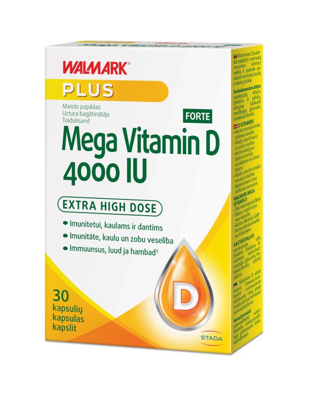 WALKMARK MEGA VITAMIN D FORTE KAPSLID 4000IU N30