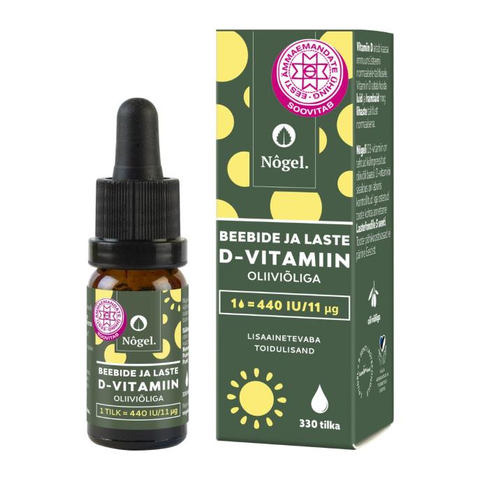 NÕGEL BEEBIDE JA LASTE D3-VITAMIIN TILGAD 440 IU/11 ΜG OLIIVIÕLIGA10 ML