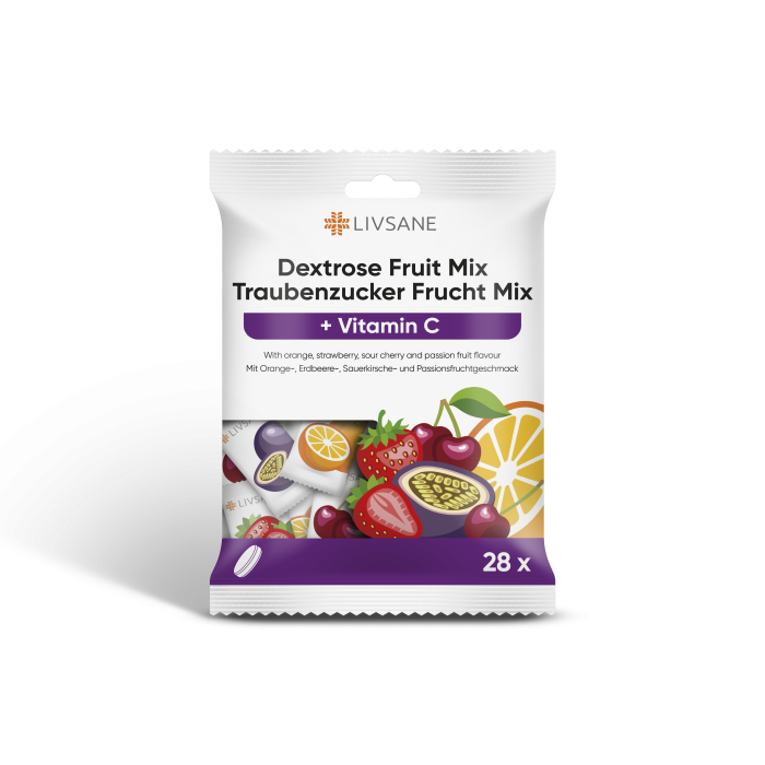 LIVSANE GLÜKOOSI NÄRIMISTABLETID VITAMIIN C-GA MIX PUUVILJA N28
