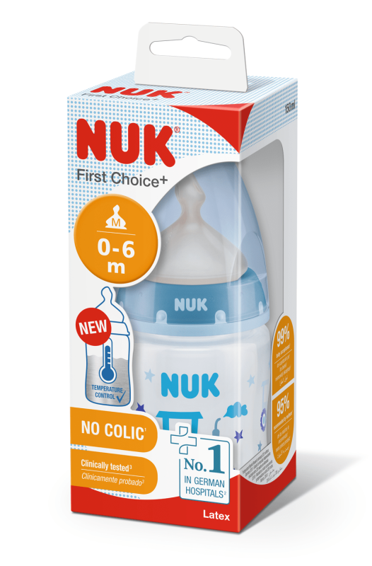 NUK FC+ LUTIPUDEL M 0-6KUUD LATEKS LUTT/TEMP.NÄIDIK 150ML