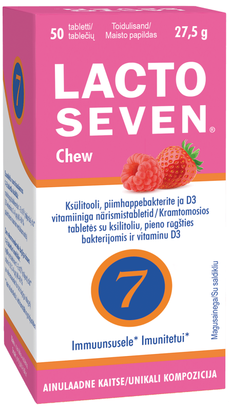 LACTOSEVEN CHEW NÄRIMISTBL MAASIKA/VAARIKAMAITSELINE N50
