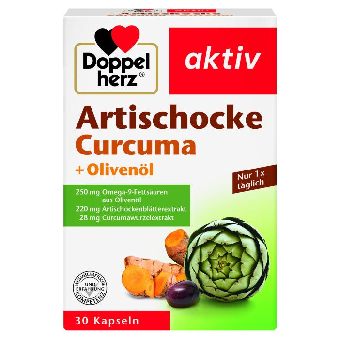 DOPPELHERZ AKTIV ARTIŠOKK + KURKUM + OLIIVÕLI KAPSLID N30