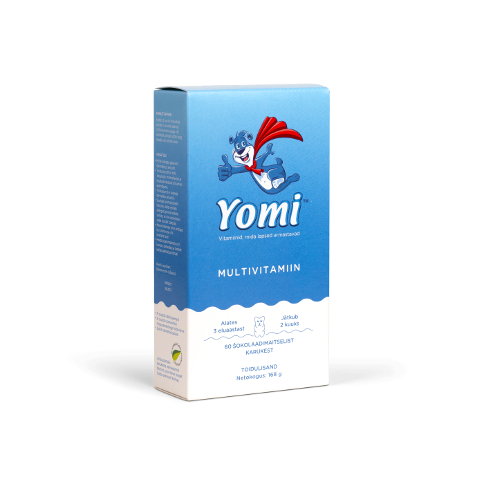 YOMI MULTIVITAMIIN ŠOKOLAADIMAITSELINE NÄRIMISTABLETID N60