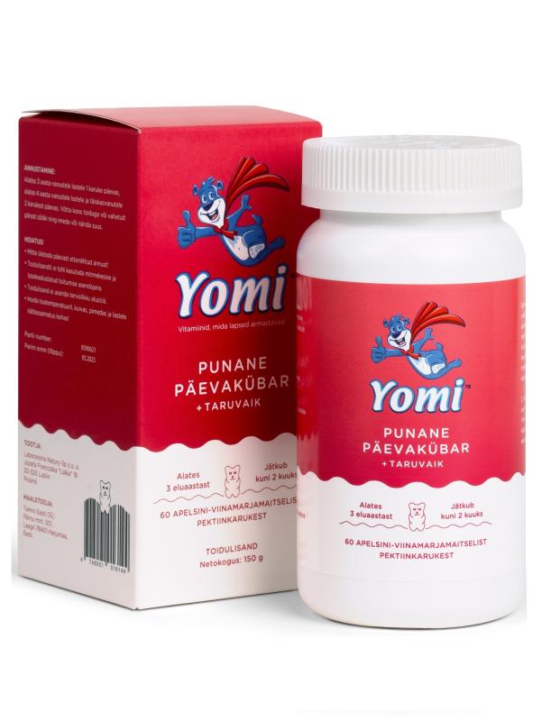 YOMI PUNANE PÄEVAKÜBAR+TARUVAIK VIINAMARJAMAITSELINE KARUKE N60