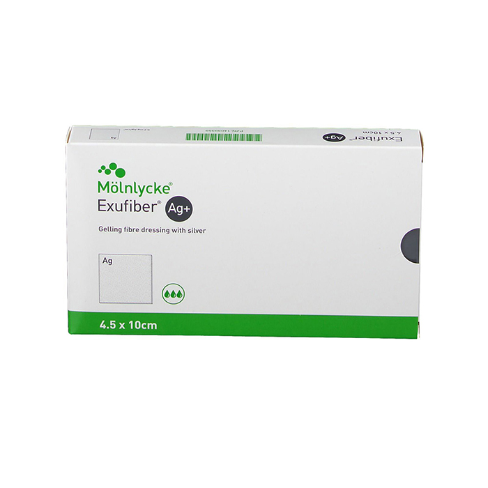 EXUFIBER AG+ HAAVASIDE 4,5X10CM GEELISTUV N10