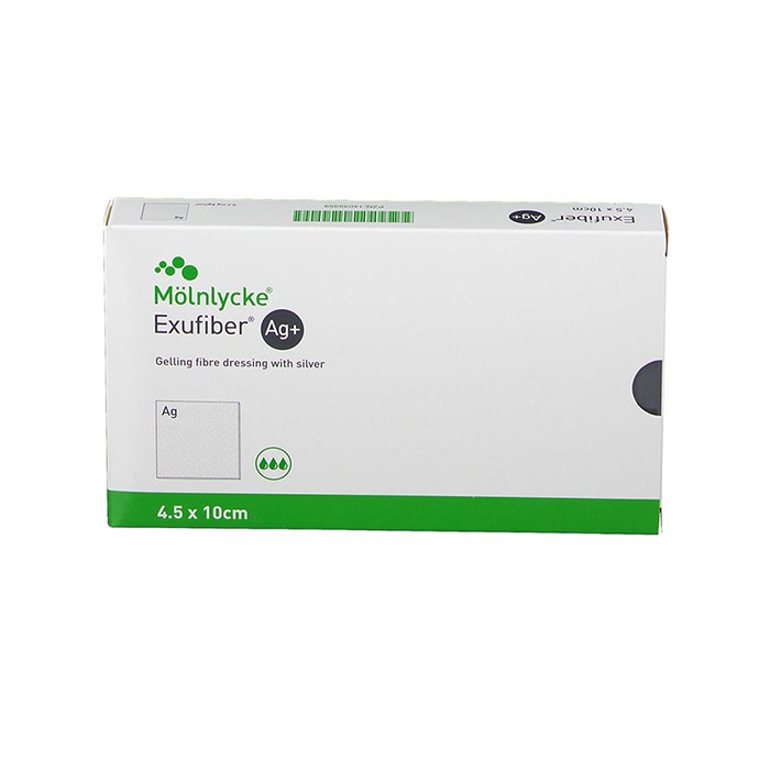 EXUFIBER AG+ HAAVASIDE 4,5X10CM GEELISTUV N10