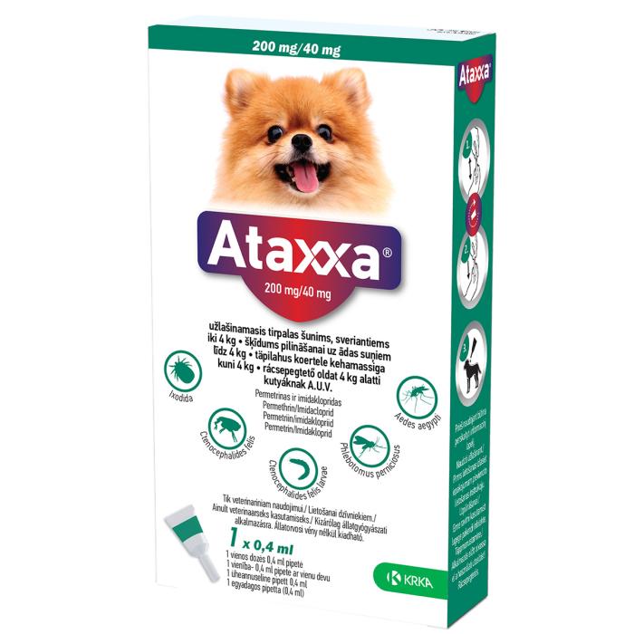ATAXXA TÄPILAHUS KOERTELE 200MG/40MG SOL 0.4 ML N1