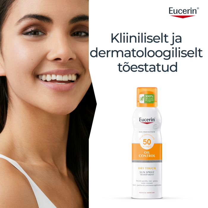 EUCERIN SUN OIL CONTROL DRY TOUCH PÄIKESEKAITSE AEROSOOL SPF50 LÄBIPAISTEV 200ML