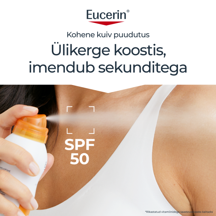 EUCERIN SUN OIL CONTROL DRY TOUCH PÄIKESEKAITSE AEROSOOL SPF50 LÄBIPAISTEV 200ML