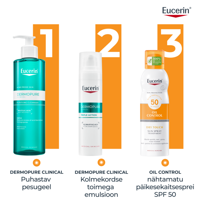 EUCERIN SUN OIL CONTROL DRY TOUCH PÄIKESEKAITSE AEROSOOL SPF50 LÄBIPAISTEV 200ML