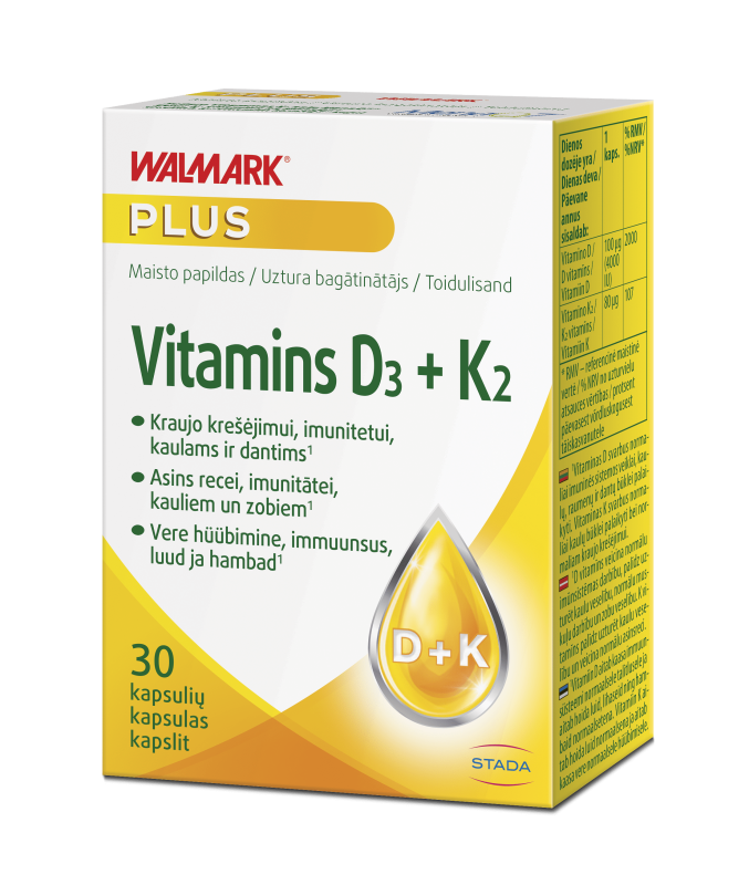 WALMARK VITAMIIN D3+K2 KAPSLID 4000IU/80MCG N30