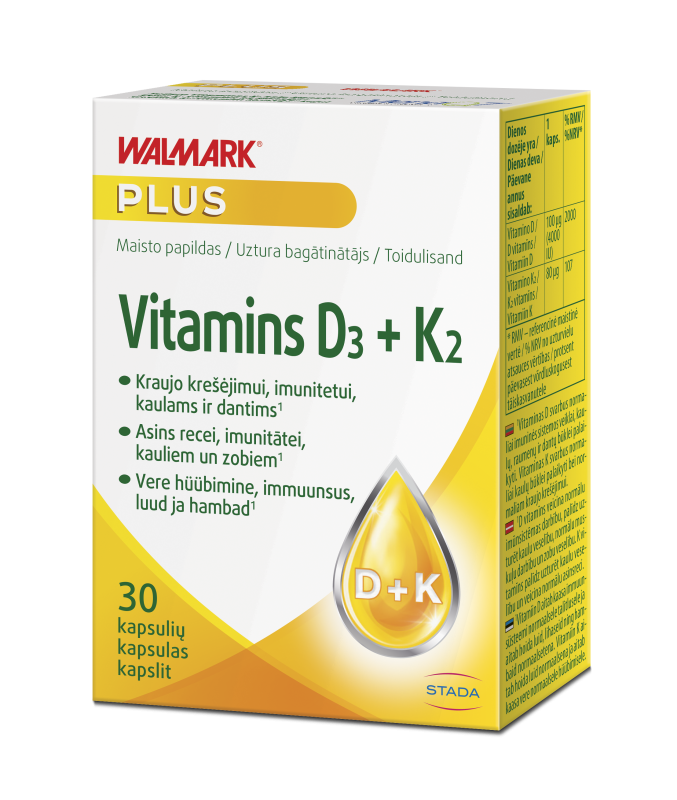 WALMARK VITAMIIN D3+K2 KAPSLID 4000IU/80MCG N30