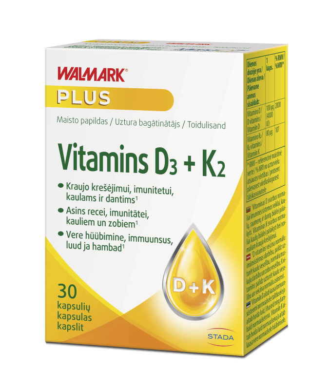 WALMARK VITAMIIN D3+K2 KAPSLID 4000IU/80MCG N30