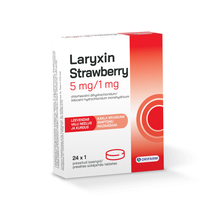 LARYXIN STRAWBERRY PRESSITUD LOSENG 5MG+1MG N24